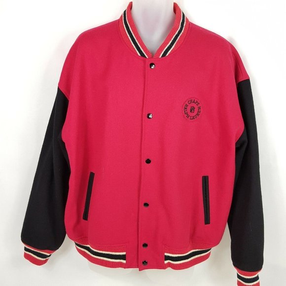 Ralph Lauren Chaps Vintage Jacket Red Wool Button Up Varsity School Mens XL - Picture 1 of 4